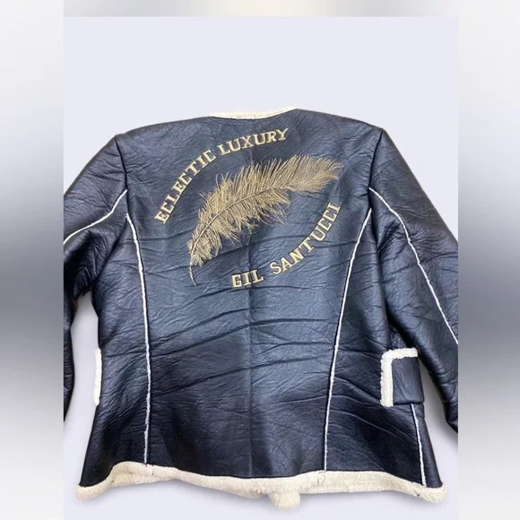 Luxurious GIL SANTUCCI studs faux shearling jacket M ptp 18.5 - Picture 3 of 10